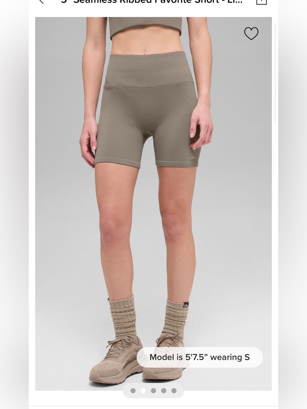 (NWT) ALO 5" seamless ribbed favorite short in olive tree color - Picture 4 of 11
